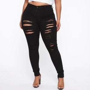 Black high waisted ripped jeans
